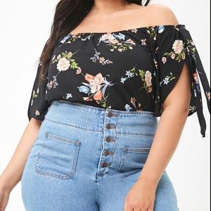 Plus size floral off-the-shoulder top